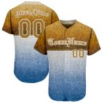 Custom Name Number Gold White 3D Graffiti Pattern Chicano Authentic Baseball Jersey Personalized Graffiti Pattern Gold-White