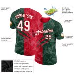 Custom Team Name & Number Green-Red 3D Scratch Performance T-Shirt with Personalized Graffiti Pattern Personalized Graffiti