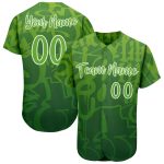 Custom 3D Green-White Graffiti Pattern Baseball Jersey with Personalized Name & Number - Authentic Team Apparel Personalized