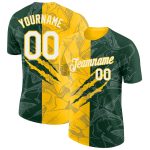 Custom Name and Number 3D Performance T-Shirt - Personalized Green-Yellow Graffiti Pattern Team Apparel Personalized Graffiti