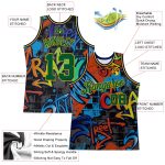 Custom Name & Number Kelly Green-Gold 3D Geometric Basketball Jersey with Personalized Graffiti Pattern - Authentic Team Jersey
