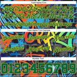 Custom Team Name and Number Basketball Shorts - Personalized Graffiti Pattern in Kelly Green and Gold 3D Geometric Design