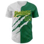 Custom Name Number Baseball Jersey, Personalized Kelly Green-Gold 3D Scratch Graffiti Pattern, Authentic Team Gear Personalized