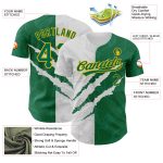Custom Name Number Baseball Jersey, Personalized Kelly Green-Gold 3D Scratch Graffiti Pattern, Authentic Team Gear Personalized