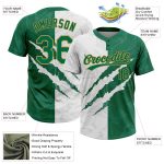 Custom Name and Number Graffiti Pattern Softball Jersey Unisex 3D Two-Button Kelly Green Old Gold Personalized Graffiti Pattern