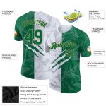 Custom Personalized Graffiti Pattern 3D Performance T-Shirt Kelly Green & Old Gold with Team Name and Number Personalized