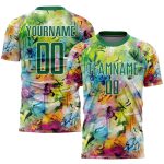 Custom Name & Number Personalized Kelly Green-White Sublimation Soccer Jersey with Graffiti Pattern Uniform Personalized