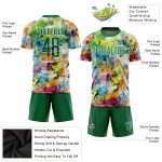Custom Name & Number Personalized Kelly Green-White Sublimation Soccer Jersey with Graffiti Pattern Uniform Personalized