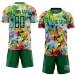 Custom Name & Number Personalized Kelly Green-White Sublimation Soccer Jersey with Graffiti Pattern Uniform Personalized