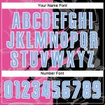 Custom Name and Number Graffiti Pattern Soccer Uniform Jersey in Light Blue Black and Pink Sublimation Design Personalized