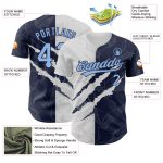 Personalized Light Blue Navy Graffiti Baseball Jersey Custom Name Number 3D Scratch Authentic Team Sports Apparel Personalized