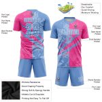 Custom Name and Number Soccer Uniform Jersey - Personalized Light Blue-Pink Graffiti Pattern Sublimation Design Personalized