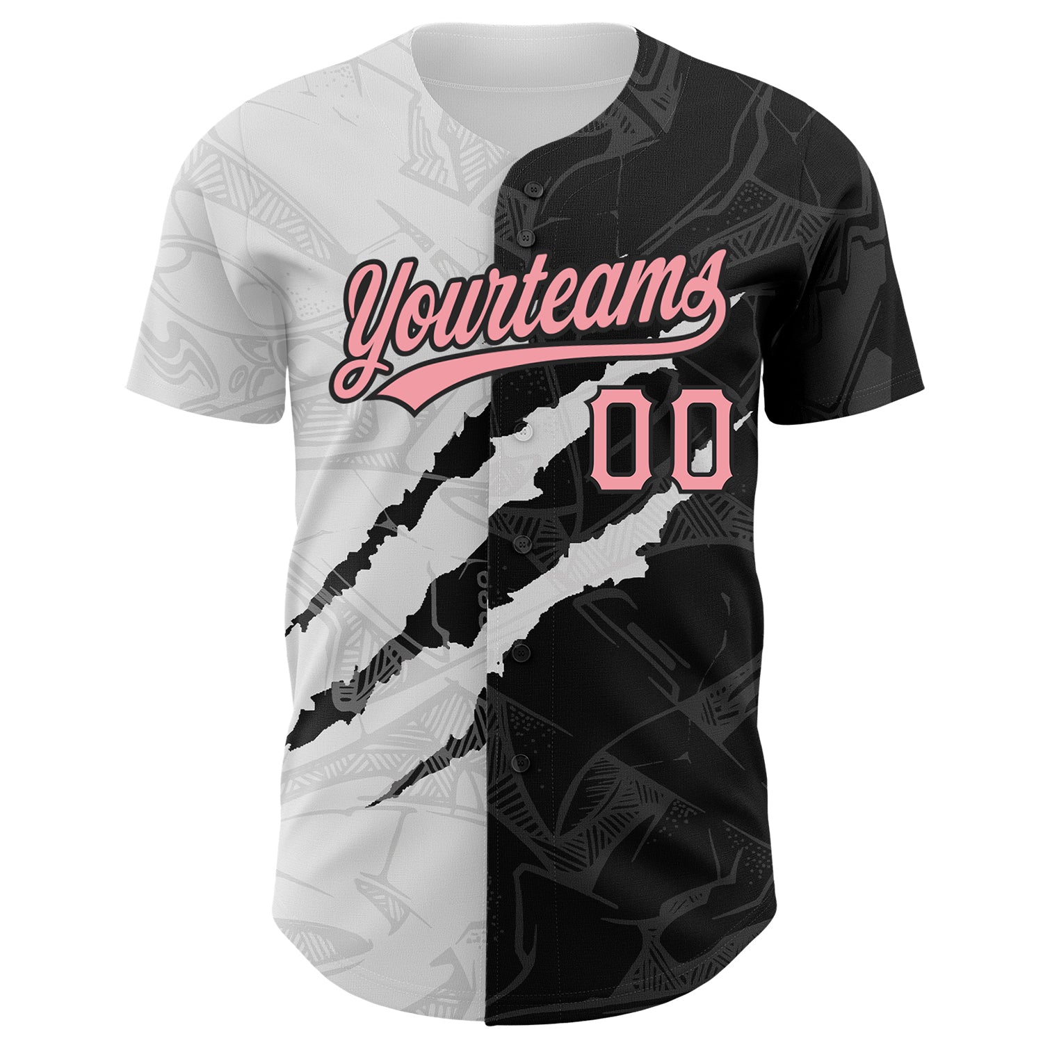 Personalized Graffiti Pattern Medium Pink-Black 3D Scratch Authentic Baseball Jersey Personalized Pink Black Graffiti 3D Scratch Baseball Jersey Medium Size Personalized Graffiti Pattern Medium Pink-Black 3D - Image 2