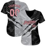 Custom Name and Number 3D Scratch Baseball Jersey - Personalized Graffiti Pattern in Pink, Black, and Gray Personalized Graffiti