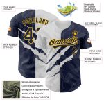Personalized Navy Gold Graffiti Pattern 3D Scratch Baseball Jersey Custom Name & Number Authentic Team Gear Personalized