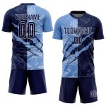 Custom Name and Number Personalized Soccer Jersey with Navy-Light Blue Graffiti Pattern - Sublimation Team Uniform Personalized