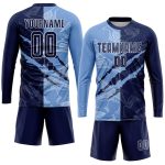 Custom Name and Number Personalized Soccer Jersey with Navy-Light Blue Graffiti Pattern - Sublimation Team Uniform Personalized