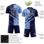 Custom Name and Number Personalized Soccer Jersey with Navy-Light Blue Graffiti Pattern - Sublimation Team Uniform Personalized