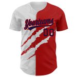 Custom Name and Number Authentic Baseball Jersey - Personalized Navy Red Graffiti Pattern 3D Scratch Design Personalized