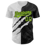 Custom Neon Green Black Graffiti Pattern 3D Scratch Baseball Jersey with Personalized Name and Number Personalized Graffiti