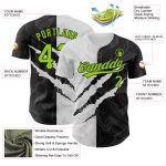 Custom Neon Green Black Graffiti Pattern 3D Scratch Baseball Jersey with Personalized Name and Number Personalized Graffiti