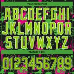 Neon Green Black Graffiti Pattern Custom 3D Bomber Varsity Letterman Jacket with Personalized Name and Number Personalized