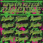 Neon Green Black Graffiti Pattern Custom 3D Bomber Varsity Letterman Jacket with Personalized Name and Number Personalized