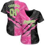 Personalized Neon Green Black-Pink Graffiti Pattern 3D Scratch Baseball Jersey with Custom Name and Number Personalized Graffiti