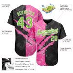 Personalized Neon Green Black-Pink Graffiti Pattern 3D Scratch Baseball Jersey with Custom Name and Number Personalized Graffiti