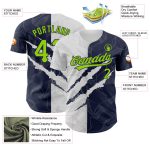 Custom Neon Green Navy Graffiti Pattern 3D Baseball Jersey with Personalized Name and Number - Authentic Team Gear Personalized