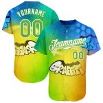 Personalized 3D Neon Green White Graffiti Baseball Jersey Custom Name & Number Personalized Graffiti Pattern Neon Green-White