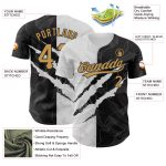 Custom Name and Number Authentic Baseball Jersey in Personalized Graffiti Pattern - Old Gold-Black 3D Design Personalized