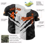 Custom Name and Number 3D Scratch Authentic Baseball Jersey, Personalized Orange-Black Graffiti Pattern Design Personalized