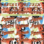 Custom Name Number Varsity Jacket 3D Bomber Abstract Graffiti Pattern Orange Black Grunge Art Full-Snap Letterman Jacket