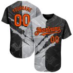 Custom Name and Number Baseball Jersey - Personalized 3D Orange Black Gray Graffiti Pattern Authentic Team Apparel Personalized