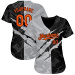Custom Name and Number Baseball Jersey - Personalized 3D Orange Black Gray Graffiti Pattern Authentic Team Apparel Personalized