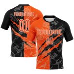 Custom Orange-Black Graffiti Volleyball Jersey with Name & Number | Sublimation Team Uniform Personalized Graffiti Pattern