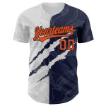 Custom Name and Number Baseball Jersey - Personalized 3D Scratch Orange-Navy Graffiti Pattern Authentic Design Personalized