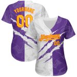 Custom Name Number Authentic 3D Baseball Jersey Orange Purple Gold Graffiti Pattern Team Design Personalized Graffiti Pattern