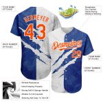 Custom Name and Number Authentic Baseball Jersey, Personalized 3D Graffiti Pattern, Orange-Royal Team Design Personalized