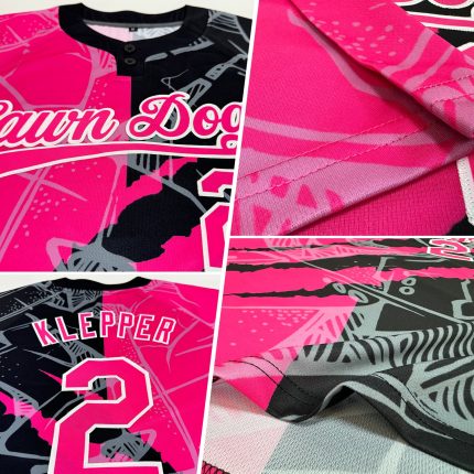Custom Name and Number Pink-Black Graffiti Pattern 3D Unisex Softball Jersey - Personalized Team Apparel Personalized Graffiti