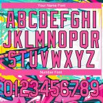 Custom Name and Number Personalized Pink Black Graffiti 3D Varsity Letterman Bomber Jacket Abstract Splashes Design Personalized
