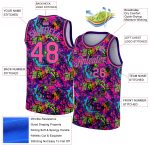 Custom Personalized Pink Black Graffiti 3D Art Basketball Jersey with Name and Number Personalized Graffiti Pattern Pink