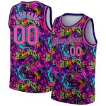 Custom Personalized Pink Black Graffiti 3D Art Basketball Jersey with Name and Number Personalized Graffiti Pattern Pink