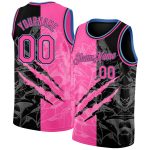 Custom Name and Number 3D Scratch Basketball Jersey - Personalized Pink Black Light Blue Graffiti Pattern Team Jersey Personalized