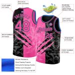 Custom Name and Number 3D Scratch Basketball Jersey - Personalized Pink Black Light Blue Graffiti Pattern Team Jersey Personalized