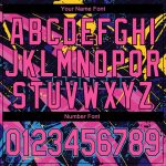 Custom Name and Number 3D Abstract Bomber Jacket Pink Black Sky Blue Graffiti Pattern Futuristic Full-Snap Varsity Letterman