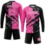 Custom Pink Black White Graffiti Soccer Jersey with Sublimation, Personalized Name & Number, Team Uniform Personalized Graffiti