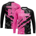 Custom Pink Black White Graffiti Soccer Jersey with Sublimation, Personalized Name & Number, Team Uniform Personalized Graffiti