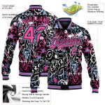 Custom Name & Number 3D Bomber Varsity Jacket for Team - Personalized Pink-Light Blue Abstract Graffiti Pattern Grunge Art